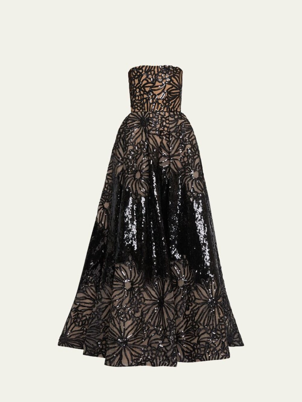 NWT Elie Saab Long Sequined Strapless Dress